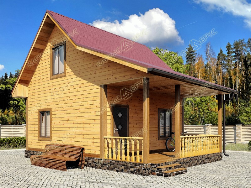 Проект дачного дома «Нарцисс» 6x8 с террасой в Туле и Тульской области