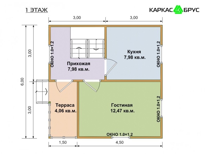 План дачного дома «Крепыш» 6x6 в Туле и Тульской области