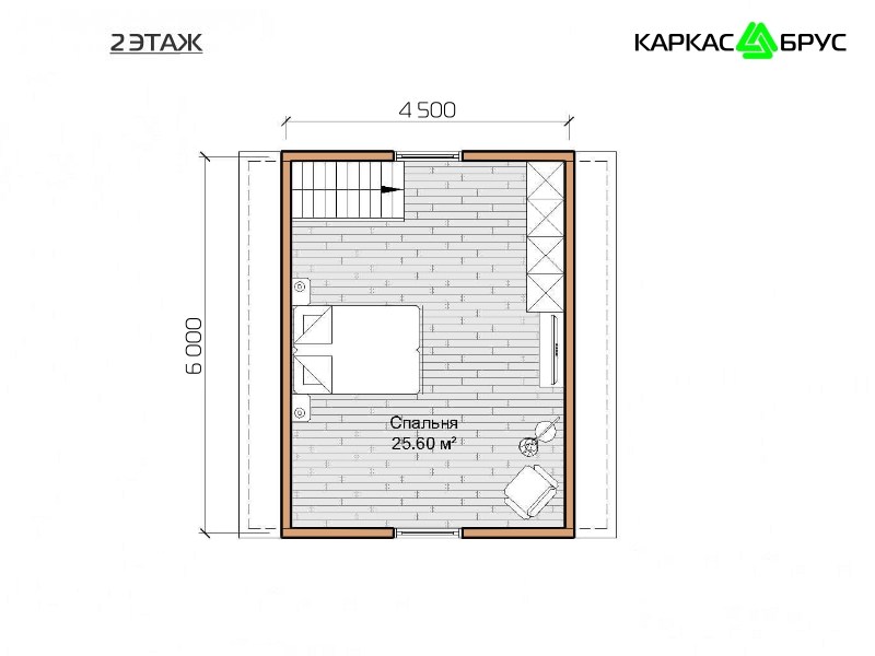 План дачного дома «Тисс» 6x8 в Туле и Тульской области