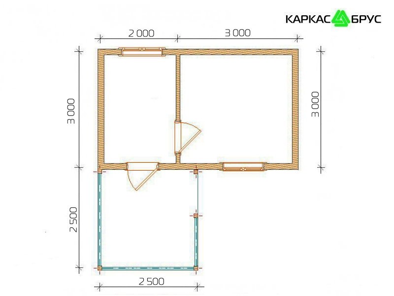 План садового дома «Самшит» 5x3  с терраой в Туле и Тульской области