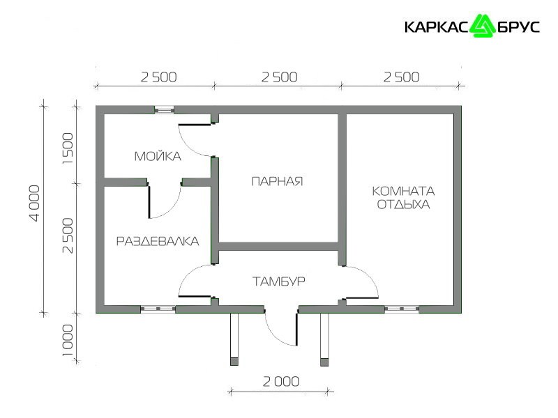 План бани «Кливия» 5x4 в Туле и Тульской области